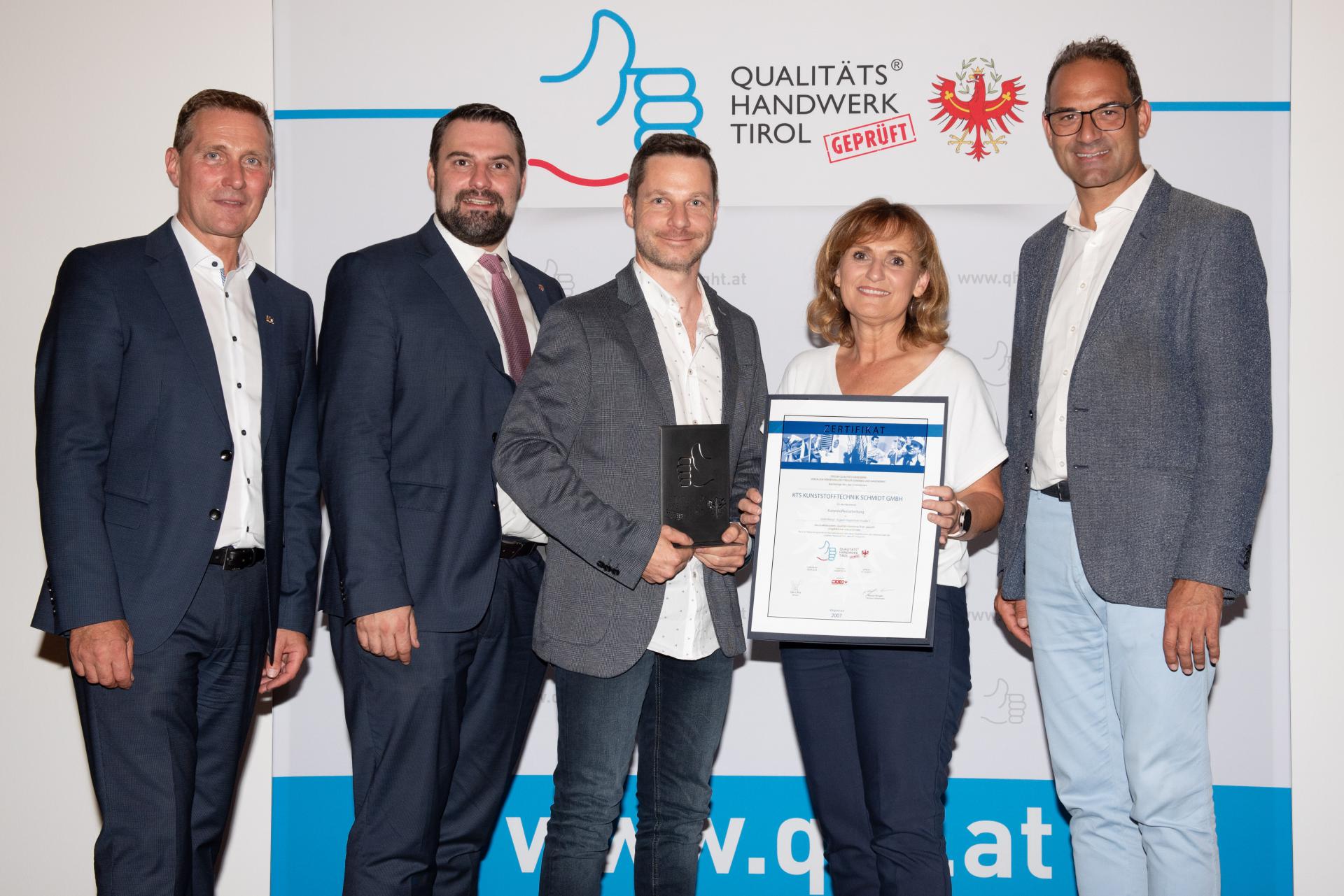 Auszeichnung Qualitäts-Handwerk Tirol